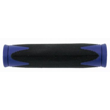 Фото Грипсы велосипедные VELO, резина, 2-х компонентные, 130 мм, черно-синие, 5-410363