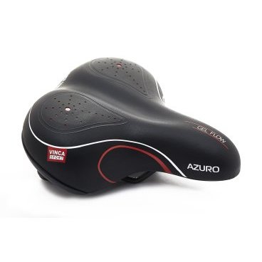 Фото Седло велосипедное Vinca Sport, комфортное, с гелем, 246х206мм, черное с красным, VS 02 azuro black/red