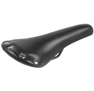 Фото Седло велосипедное M-Wave "под кожу", ретро-дизайн, универсальное, 278х153 мм, с 6 заклепками, черное, 5-251040
