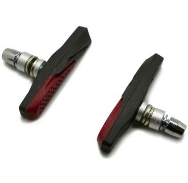 Колодки тормозные ZEIT Z-661 для V-brake, резьбовые, 72 мм, чёрно-красные, Z-661