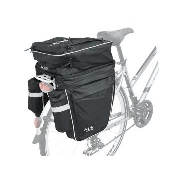 Велосумка на багажник KELLYS TRIAL, объем 45л, чёрная, молнии YKK, Rear pannier bag