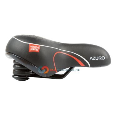 Седло велосипедное Vinca Sport, комфортное, с гелем, 246х206мм, черное с красным, VS 02 azuro black/red