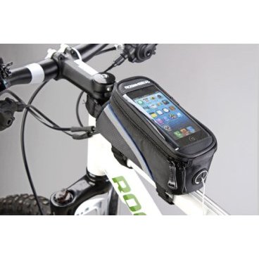 Велосумка TBS MINGDA на раму L19,5хH9хW8,5 с отделением для смартфона, окошко 4,8", на липучках, 12496-M
