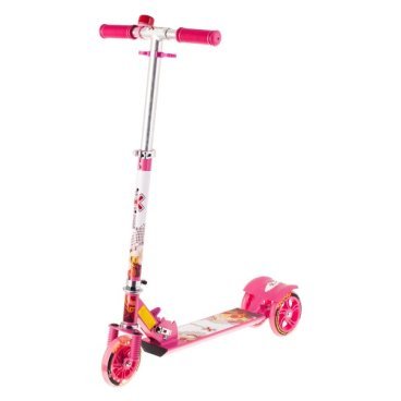 Фото Самокат Explore, трёхколёсный, розовый, со светящимися колёсами, складной, звонок, с амортизатором, до 80 кг,OmniSport1