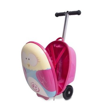 Самокат-чемодан Zinc, Owl, бело-розовый, трёхколёсный, детский, складной, до 50  кг, ZC03909