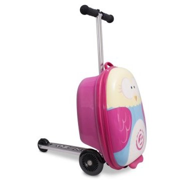Фото Самокат-чемодан Zinc, Owl, бело-розовый, трёхколёсный, детский, складной, до 50  кг, ZC03909