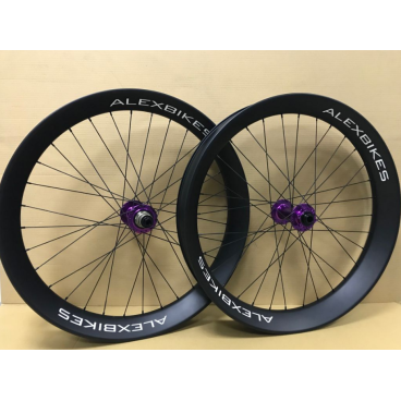Фото Велосипедные карбоновые колеса ALEXBIKES в сборе, ширина обода 90 мм, + втулки(26-90-purple)
