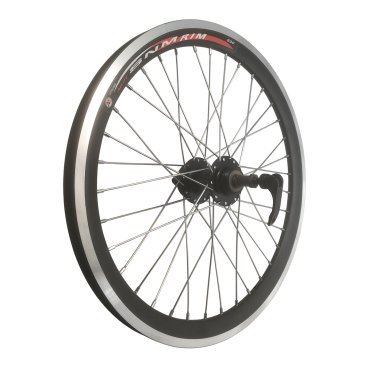 Колесо велосипедное 20" заднее, обод двойной алюминий, чёрный, под диск 6 отверстий, с эксцентриком, черный