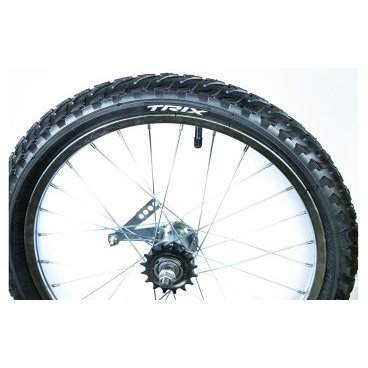 Фото Колесо велосипедное заднее Trix 18", стальной обод, тормозная втулка, камера, покрышка, 18" steel (заднее)