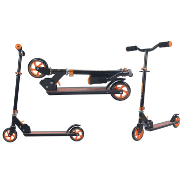 Фото Самокат TRIX SONIC, детский, двухколёсный, складной, до 40 кг, черно-оранжевый, 2019