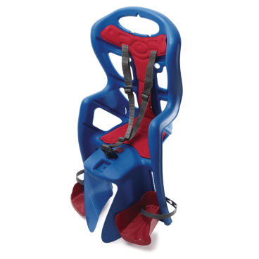 Детское велокресло BELLELLI Pepe Standard, на подседельную трубу, синее с красной вставкой, до 22 кг, 01PPS00001+03SU