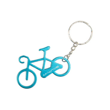 Брелок M-WAVE для ключей "велосипед", алюминиевый, голубой, логотип, 5-719908