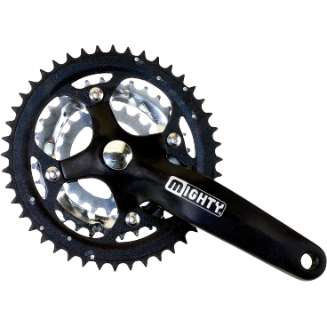 Система шатунов велосипедная MIGHTY для 24-27 скоростей, 44/32/22T, шатуны 175мм, алюминий, черная, 350303