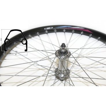 Фото Колесо велосипедное TRIX 20", ВМХ, переднее, двойной обод, 48 спиц, GJ-AL-032 black/об.лента
