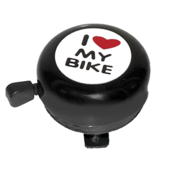 Фото Звонок велосипедный M-WAVE I love my bike, детский, сталь, черный, с рисунком, 5-420190