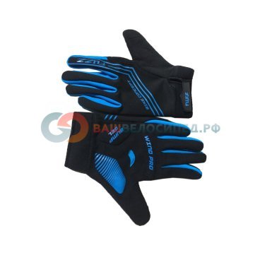 Фото Велоперчатки FUZZ WIND PRO, длинные пальцы, утепленные, черно-синий, 08-202811