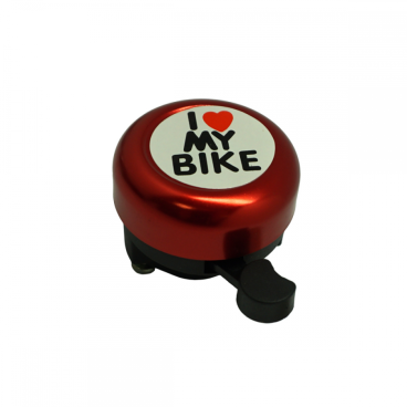 Звонок велосипедный Forward, NUVO,  "I Love My Bike", алюмин./пластик, D55 мм (красный), D-4542-red