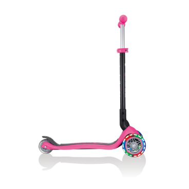 Самокат трансформер Globber GO UP FOLDABLE LIGHTS, складной, трехколесный, детский, светящиеся колеса, розовый