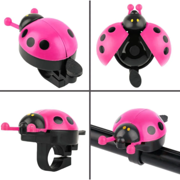 Звонок велосипедный Forward "Божья коровка", алюминий/пластик, розовый/черный, УТ-00018950