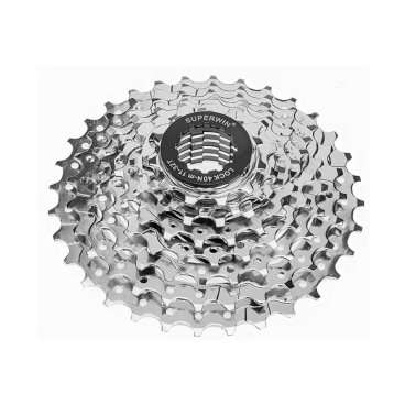 Фото Кассета велосипедная Superwin, 8 скоростей, зубья 11-32, сталь, хромированная, CS-M220