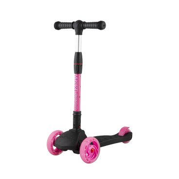 Фото Самокат Maxiscoo Baby Delux, трехколесный, складной, со светящимися колесами, черный с розовым, 2021