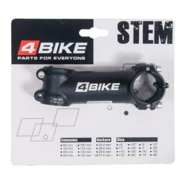 Вынос руля велосипедный 4BIKE TDS-D507A, алюминий, длина 100, угол +7°, диаметр 31.8 мм, чёрный, ARV-ST-D507-100731B