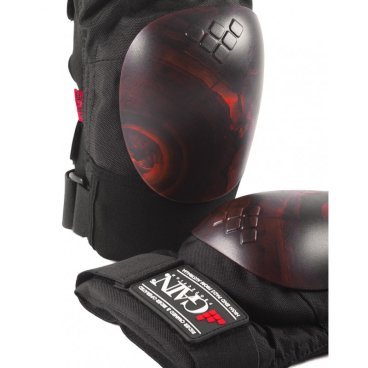 Защита колена велосипедная GAIN THE SHIELD hard shell knee pads, черный/красный, 03-000224