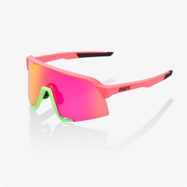 Очки велосипедные 100% S3, спортивные, Matte Washed Out Neon Pink / Purple Multilayer Mirror Lens, 61034-262-01