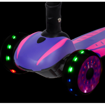 Самокат-кикборд Novatrack Rainbow Car Girl Pro, 120/80 мм, фиолетовый, 120CGP.RAINBOW.VT20, 2020