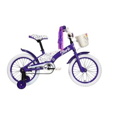 Фото Детский велосипед Stark Tanuki 16 Girl фиолетовый/белый, 2023